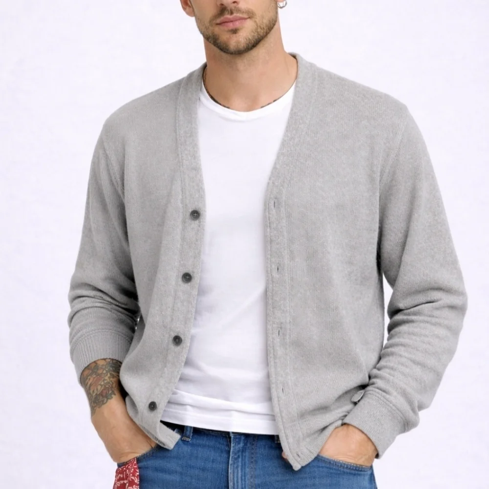 Heritage USA Men’s Cardigan Sweater Size XL Gray Wool Blend Vintage Made In USA